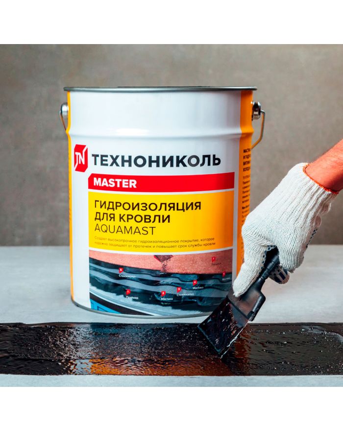 Мастика для кровли гидроизоляционная битумно-резиновая AquaMast 10 кг