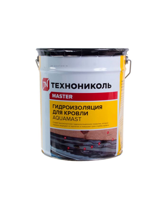 Мастика для кровли гидроизоляционная битумно-резиновая AquaMast 18 кг