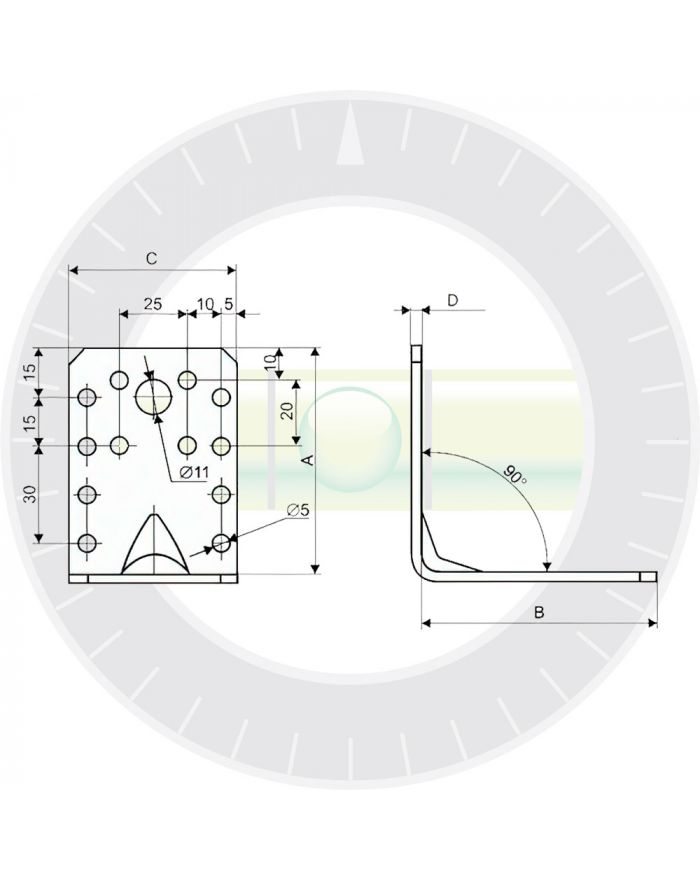 Уголок крепежный усиленный 90х50х55мм